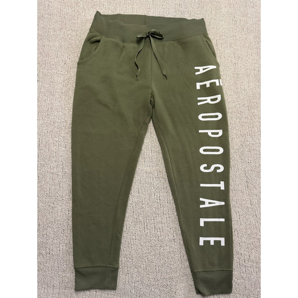Aeropostale Sport Mens Olive Green Fleece Joggers XL WV2766-300-AAA